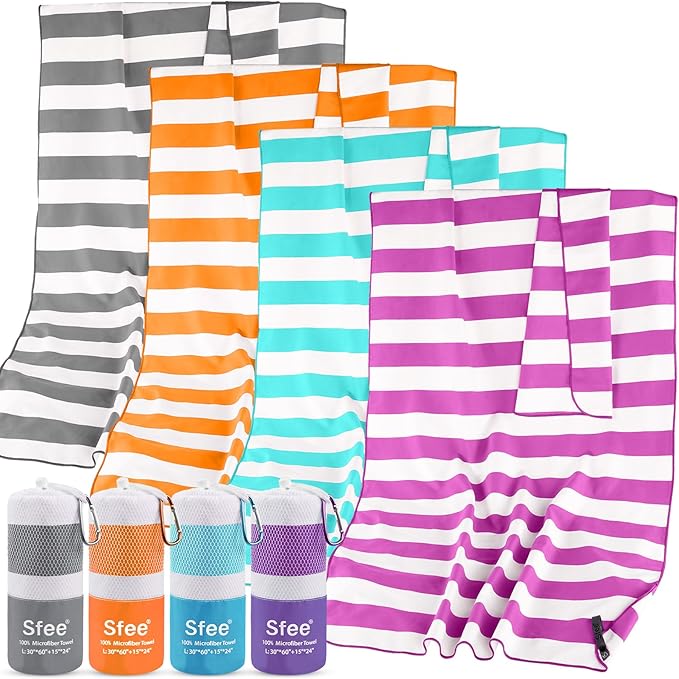 Sfee 2 in 1 Microfiber Travel Towel, Quick Dry Towel Camping Towel Beach Towel Super Absorbent Compact Lightweight Sports Gym Towel Set for Gym, Hiking, Pool, Bath, Yoga (Small: 32''x16'')