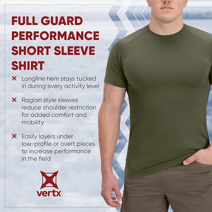 Vertx Men’s Full Guard Short Sleeve Performance Shirt – Baselayer Compression, VaporCore 37.5, Quick-Dry