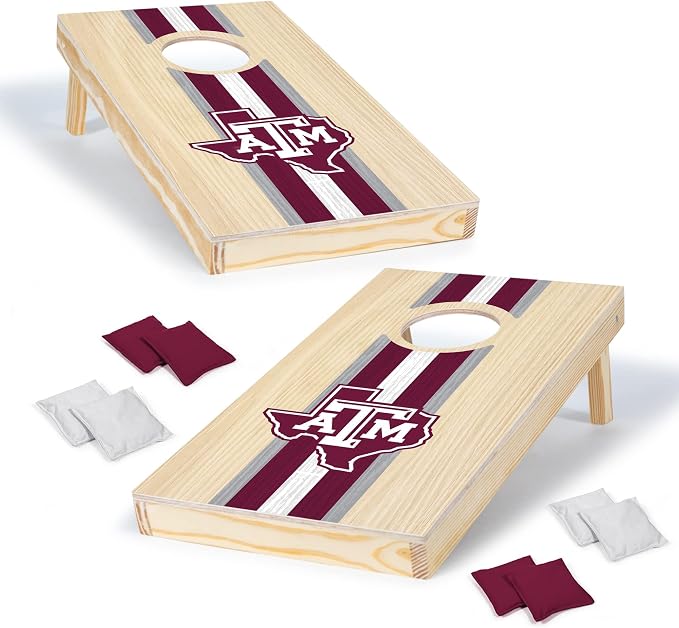 Wild Sports College Portable Size 1' x 2' Solid Wood Cornhole Set with Direct Print HD Team Graphics – Travel Size