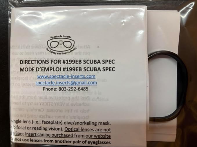 199EB Scuba Spec Prescription Lens Insert for Dive and Snorkeling Masks