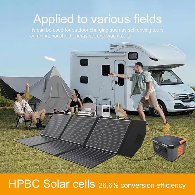 EYONGPV 500W Portable Solar Panel, 26% HPBC Cells, Foldable Solar Charger, 15ft (4.5m) Cable, 30A Anderson Output, IP65 Waterproof for RV Camping, for EcoFlow, Anker, Jackery, Bluetti Power Station