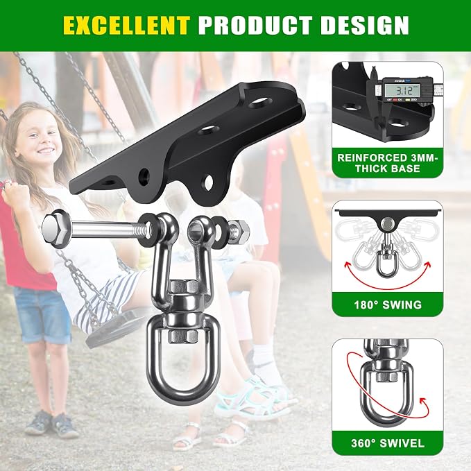 BeneLabel Swing Hanger 360° Swivel Swing Ceiling Mount 1000 LBS Capacity Hanging Chairs Hanger Punching Bag Mount Swing Hardware for Hammock Chair, Porch Swings, Aerial Silks, Gymnast Ring, Heavy Bag