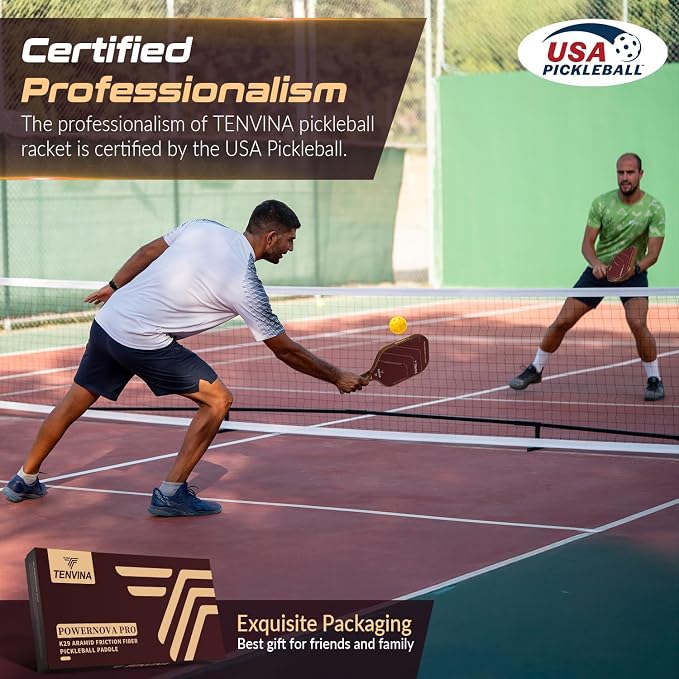 TENVINA Pickleball Paddles, Thermoformed T700SC Carbon Fiber Pickleball Paddle, Pickle Ball Paddle USAPA Approved with Dominant Power and Larger Sweet Spot