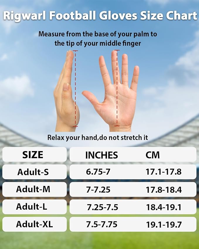 RIGWARL Football Gloves Adult Men, Youth Kids Football Gloves with Super Sticky Grip, Receiver Glove Adult Youth Kids Best Gift for Father‘s Day