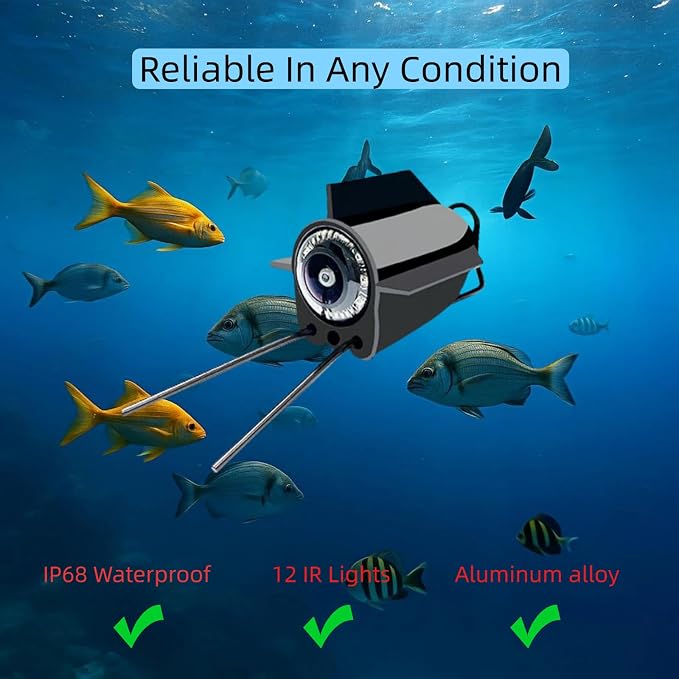 5" Underwater Fishing Camera 98ft Cable, Portable Fish Finder with Camera, Night Vision Ice Fishing Camera, Waterproof Fish Camera for Boat, Kayak & Lake Fishing, Easy to Use for Beginners