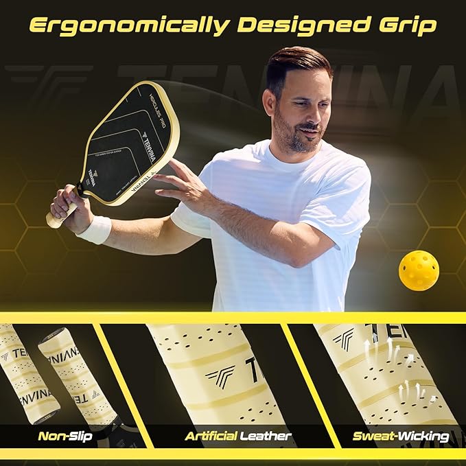 TENVINA Pickleball Paddles, Thermoformed T700SC Carbon Fiber Pickleball Paddle, Pickle Ball Paddle USAPA Approved with Dominant Power and Larger Sweet Spot