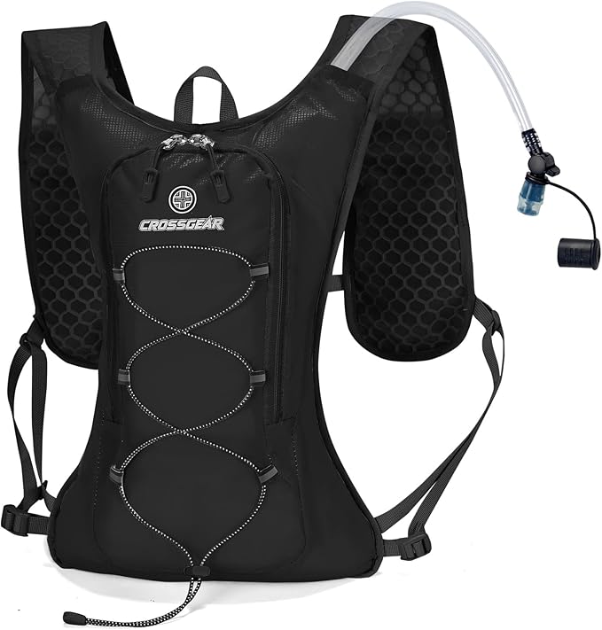 Lightweight Hydration Backpack with 1.5L TPU Water Bladder, CROSSGEAR Running Hydration Vest, Ultralight Hiking Backpack for Women Men, Running Water Daypack for Cycling Hiking Marathon