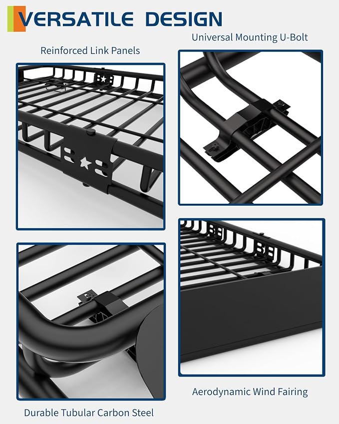 GarveeLife 64 in x 39 in Universal Roof Rack Carrier Basket, 200 LBS Capacity Car Cargo Rack with Extension Luggage Holder Basket Heavy Duty for SUVs, Trucks, Vehicles