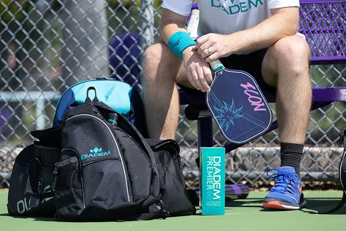Diadem ICON Performance Pickleball Paddle | Graphite Carbon Fiber, Honeycomb Core, Fiberglass Face, Ultra Sleek Edge Guard, Spin Friendly | Indoor/Outdoor | USAPA Approved