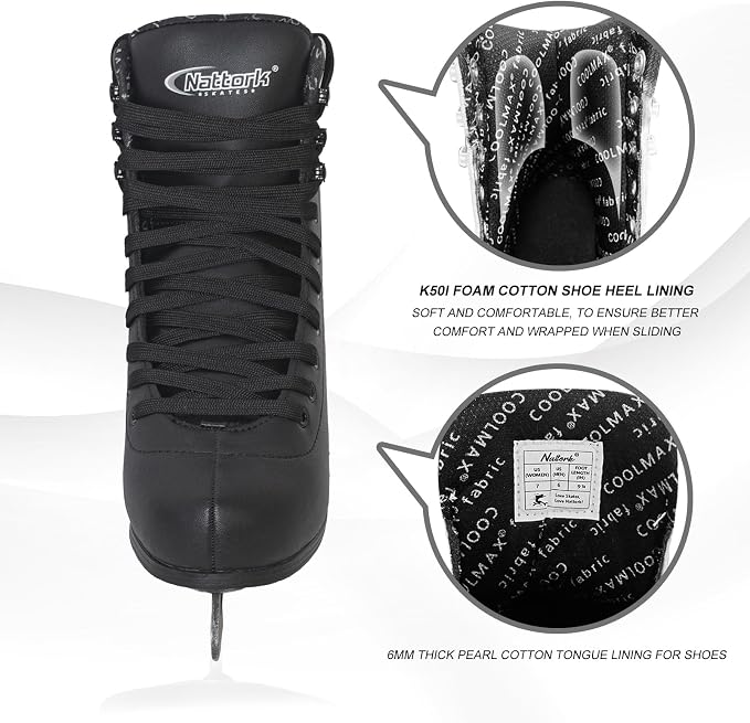 Nattork Figure Skates for Boys and Girls Excellence Stainless Steel Blades Ice Figure Skating with Enhanced Support Strength Performance and Ultimate Comfort