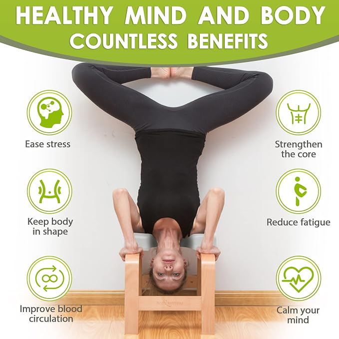 BODY RHYTHM Yoga Headstand Bench, Yoga Inversion Chair, Headstand Trainer for Relieve Stress, Improve Sleep & Digestion and Strength Training, Ideal for Home Workout, Fitness and Gym