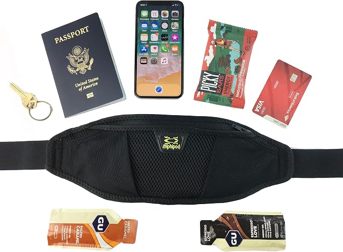 Amphipod AirFlow Endurance Waistpack, Bounce Free Runners Storage Fanny Pack Waist Bag for Running, Jogging, Men & Women