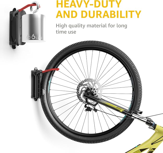 monTEK Swivel Bike Wall Mount, Bike Hangers for Garage, Wall Mount Bike Rack, 66 lbs, Red & Enhanced Bike Storage Rack, Adjustable 4-Bike and 2-Helmet Hangers for Indoor Bike Storage, 265 lbs