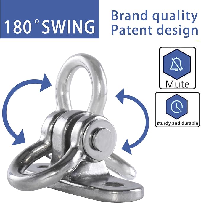 Heavy Duty Swing Hangers Stainless Steel 304 Anti-Rust, 2000 lb Capacity 180° Swing, Playground Porch Yoga Seat Trapeze Wooden Sets Indoor Outdoor(2 Pack