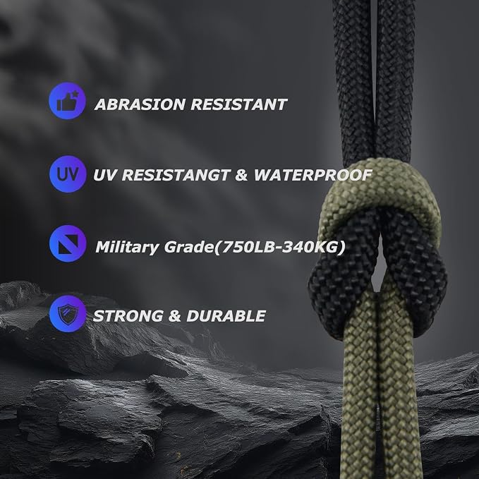 Paracordland-750LB Paracord Rope-100ft/500ft/1000ft- 9 Strand Parachute Spool Cord Heavy Duty String Ideal for Survival Gear Bracelet Camping Hikig Fishing-Army Green-500FT