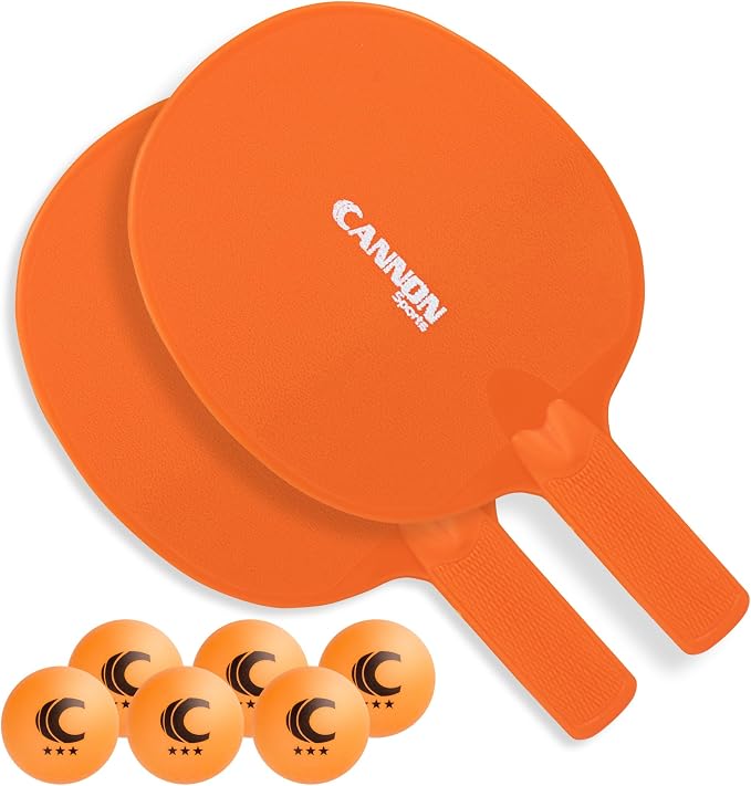 Cannon Sports Unbreakable Table Tennis Paddle Set - 2 Rackets with 6 Pack of 3-Star Table Tennis Balls – Portable Set for 2 Players