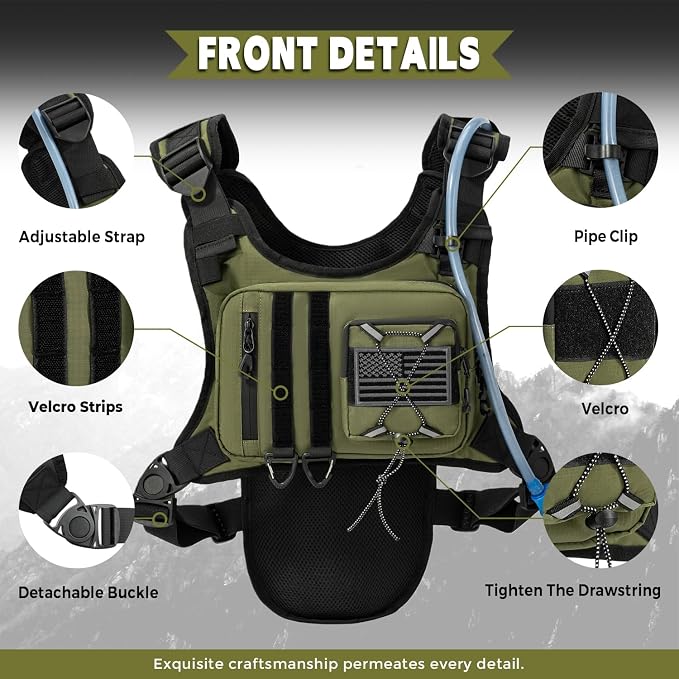 Outdoor Hydration Vest for Running & Hiking, Lightweight Breathable Water Backpack with 2.0L Bladder, Bounce-Free Chest Pack for Marathon, Cycling, Trekking for Men and Women