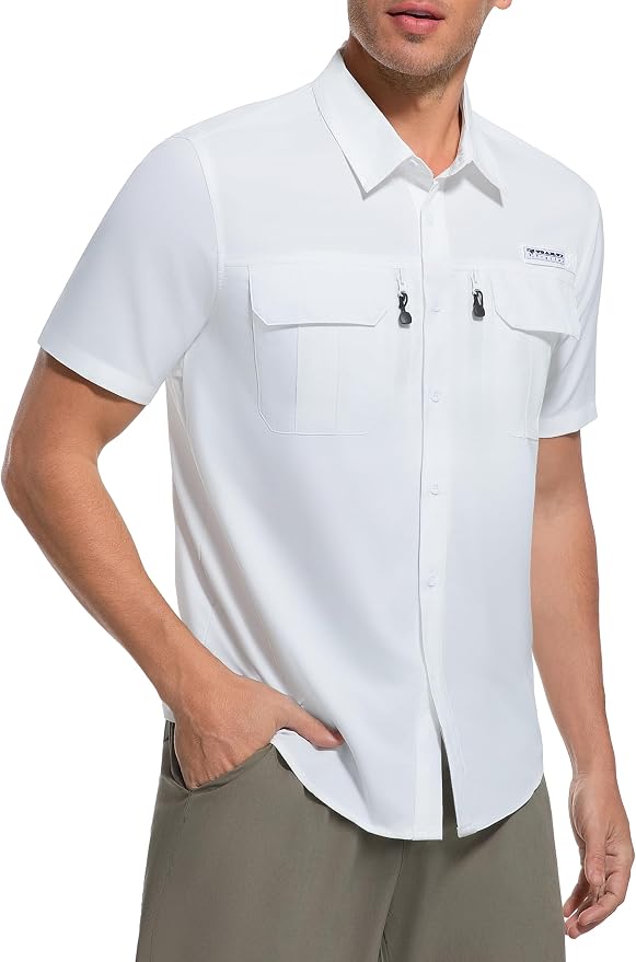 Men's Outdoor Sun Protection Shirts Short Sleeve Quick Dry Lightweight Breathable UPF50 Hiking Fishing Travel Camping