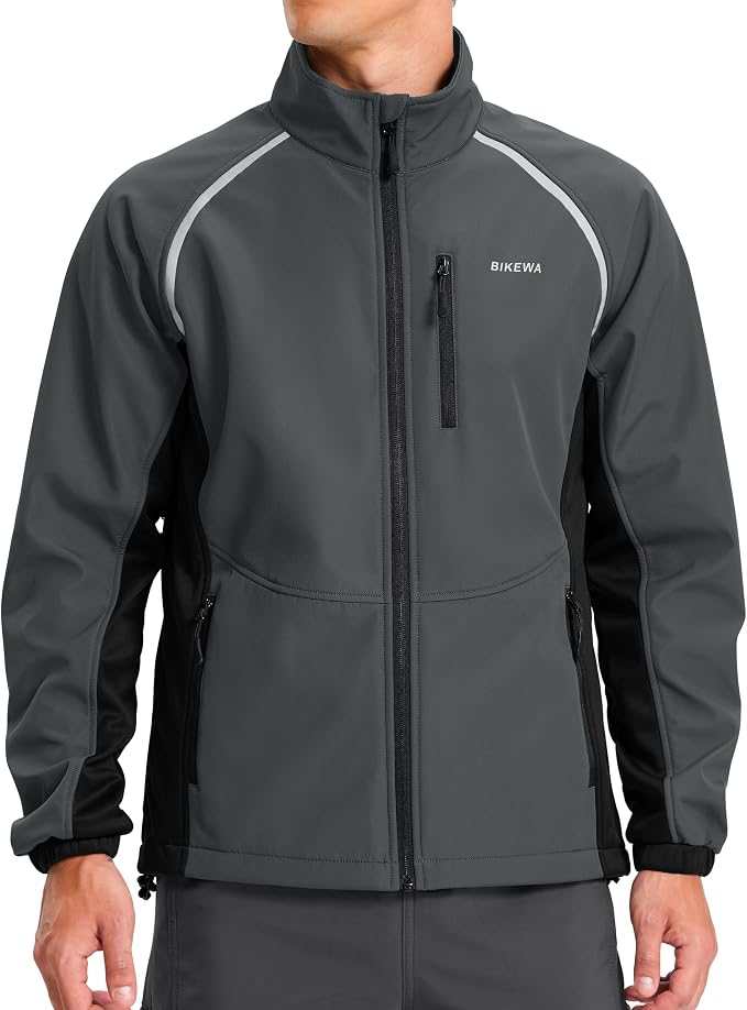 Bikewa Men's Winter Cycling Jackets Thermal Warm Water Resistant Bike Running Windproof Jacket