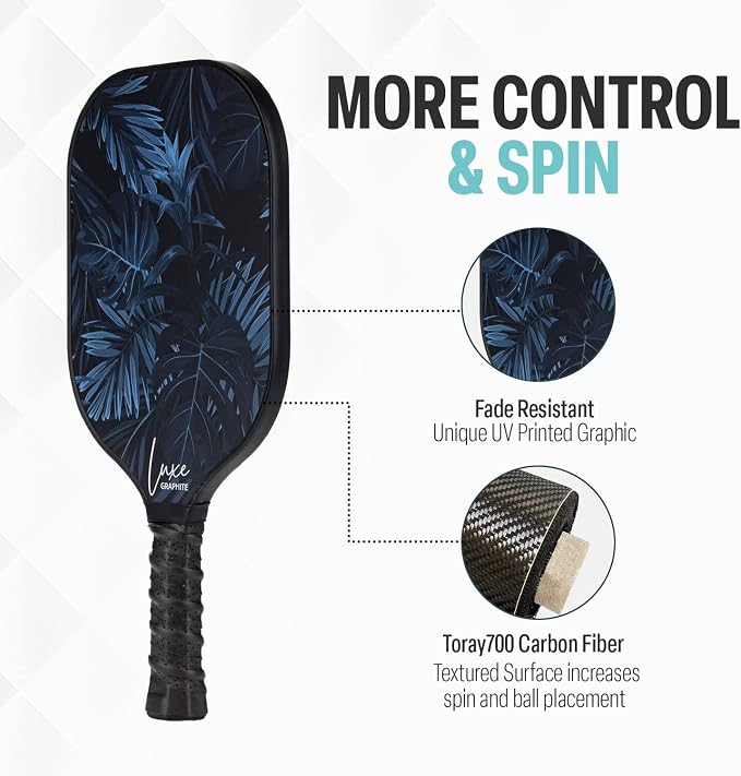 Palms-O-Aces Carbon Fiber Pickleball Paddle – USAPA Approved 16mm T700 Graphite Paddle with Textured Spin Surface | Lightweight Carbon Fiber Pickleball Paddles & Racket | Includes Paddle Cover