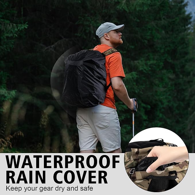 Goture Fishing Backpack,900D Water-Resistant Tackle Backpack with Rod Holders, SBS Zippers,45L Large Fishing Bag Storage Gear Tackle Bag with Rain Cover, Bottle Holder for Travel Camping Hiking