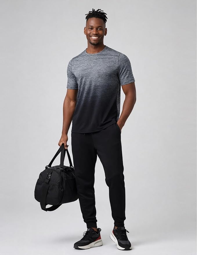 5 Pack Men’s Active Quick Dry Crew Neck T Shirts | Athletic Running Gym Workout Short Sleeve Tee Tops Bulk