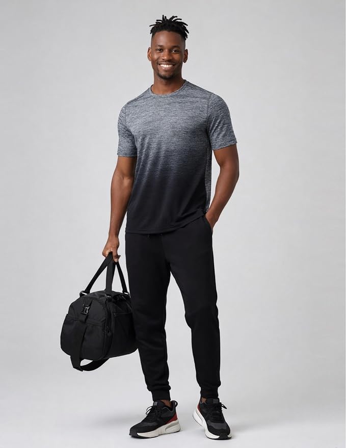 5 Pack Men’s Active Quick Dry Crew Neck T Shirts | Athletic Running Gym Workout Short Sleeve Tee Tops Bulk