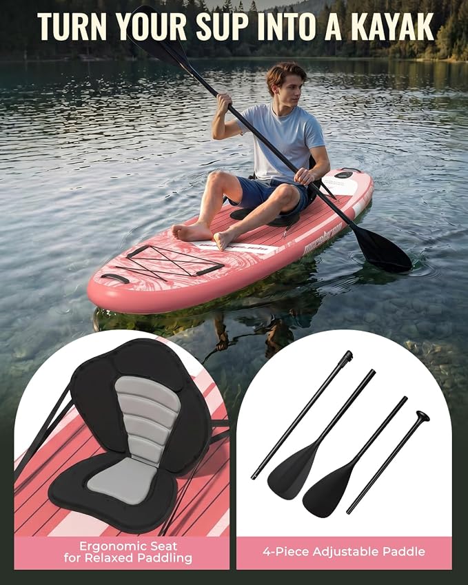 11'x34 Inflatable Paddle Board for Adults Youth, Extra Wide 430LBS Capacity SUP, Stable 2-3 Person Family for Lake Ocean Fishing Surfing Yoga, Includes Accessories