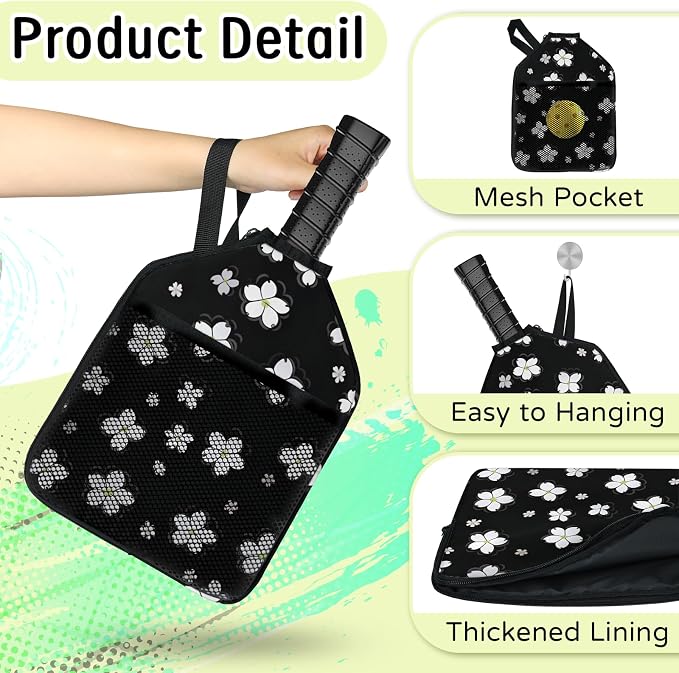 Stripe Design Pickleball Paddle Cover - Protective Polyester Sleeve for Paddles