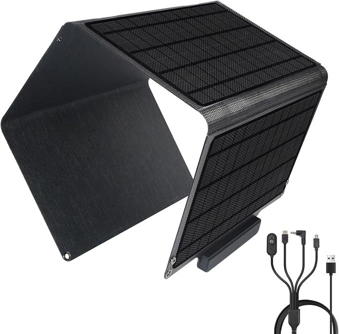 Soshine 30W Solar Panel Charger, Portable Foldable Solar Panel with 3USB Ports(USB-A QC3.0 and 2 USB-C), IP67 Waterproof for Outdoor Hiking, Camping, Backpacking