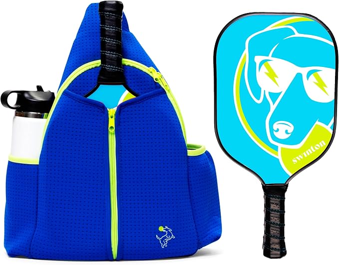 USAPA Approved Carbon Fiber Pickleball Paddle & Bag Bundle – Lightweight Pickle Ball Paddle with Power, Control & Spin + Premium Padded Pickleball Backpack Bag (Royal Blue)