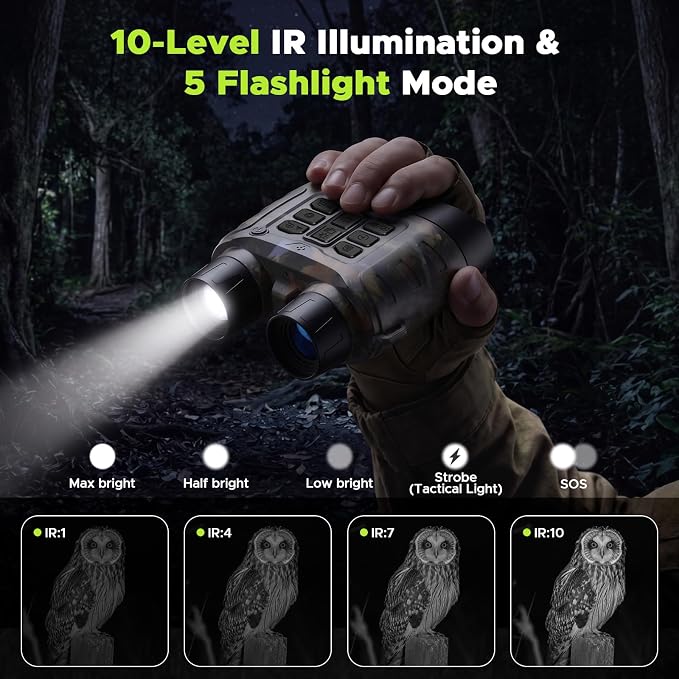 Night Vision Goggles 4K 112MP, 18X Zoom Infrared Binoculars with 5000mAh Long Battery Life, 1968ft Range, 64GB Card Included, Full Color Night Vision for Hunting Camping Security Surveillance