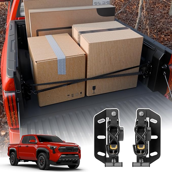 Retractable Ratchet Straps Compatible with 2022-2025 2026 Toyota Tundra Retracting Straps 2PCS Auto Retract Securing Strap Tie Down System for 2024 Tundra Accessories