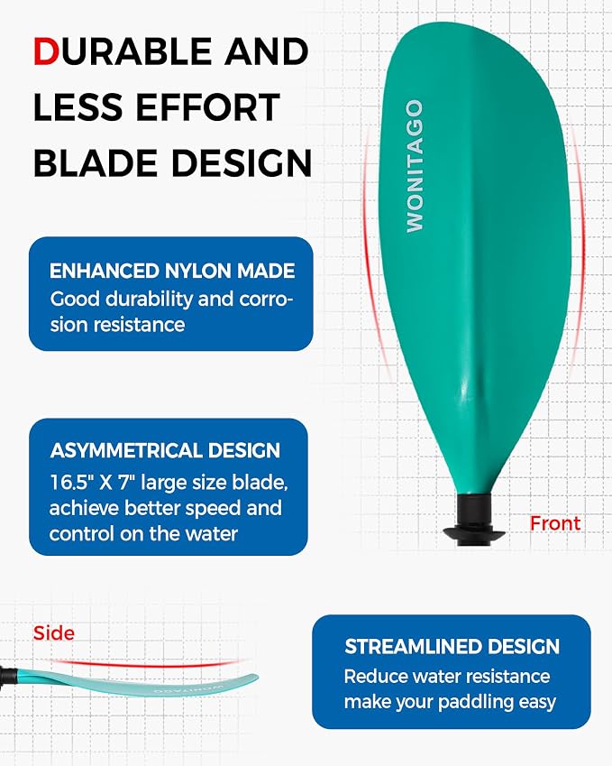 Kayak Paddle Carbon Fiber Shaft and Reinforced Nylon Blade, Adjustable Kayaking Oars, 3 Piece, 230-250 cm/90-98 Inches,210-230 cm/82-90 inches