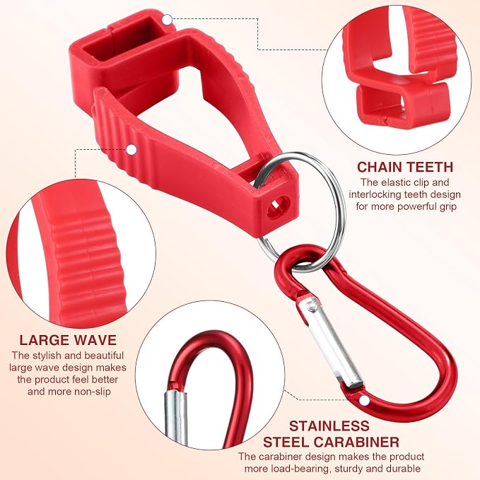 Leinuosen 18 Pcs Black and Red Glove Holder Clips Bulk for Work Large Glove Holder Clips Safety Gloves Keepers for Worker Construction Tool Belts Hard Hats