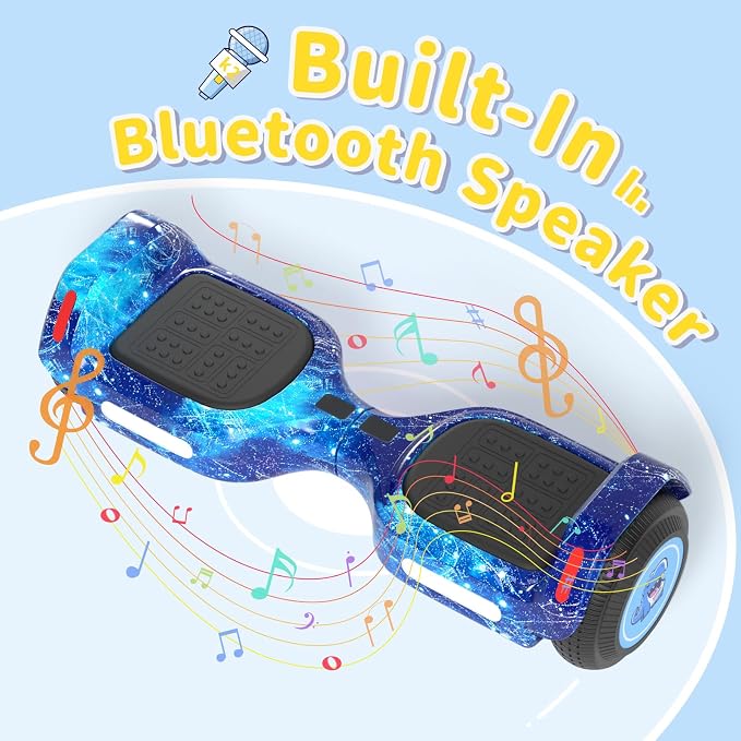SIMATE 6.5" Bluetooth Scooter, LED Lights & APP & Music Speaker, Long Battery Life, Gifts for Kids & Adults & Girls & Boys, for All Ages