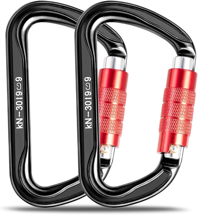 30KN Auto Locking Carabiner Clip Twist Lock UIAA Certified Large Climbing Carabiner Heavy Duty Carabiner for Rock Tree Climbing Rappelling Mountaineering Caving Rescue Arborist Aerial Yoga