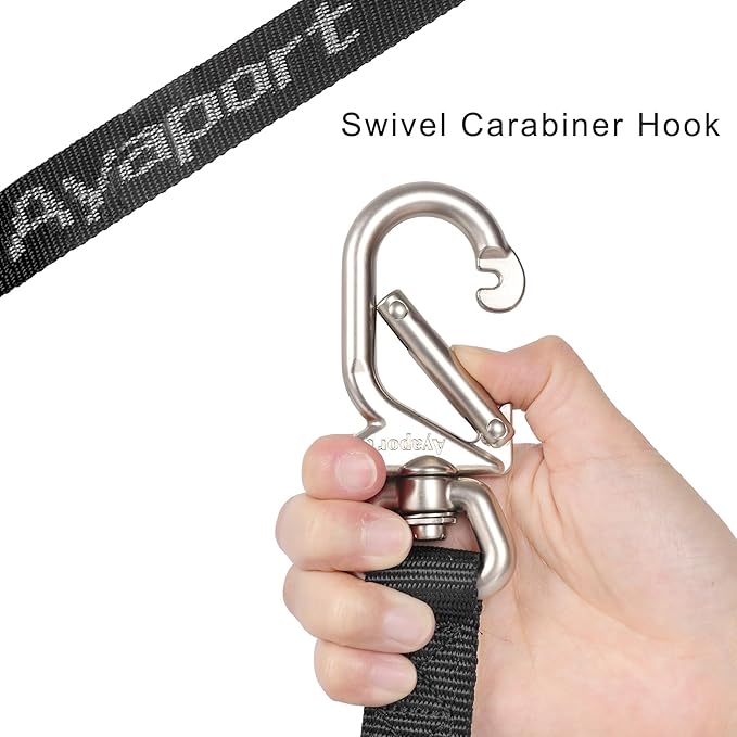 Ayaport Motorcycle Tie Down Straps 1.1” x 7’ (with Swivel Carabiner Hooks) Cam Buckle Tie Downs, Handlebar Strap for Dirt Bike, Motor Bike, Kayak, Car, Truck, Boat, Cargo, Black (1.1" x7'-4pcs)