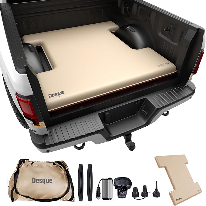 Truck Bed Mattress for 6-6.5Ft, Self-Inflating Mat Full-Size Short Trucks Bed for Outdoor Camping, Pickup Tent Accessories 12V Air Pump, Carry Bag, for Silverado, RAM, F Series, Sierra, Titan