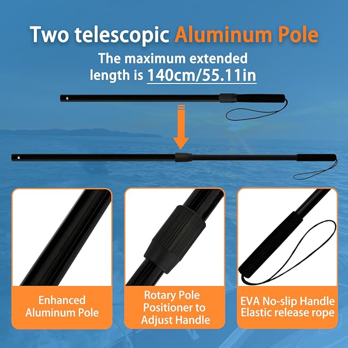 74.8in Fishing Net with Handle, Collapsible Foldable Landing Net Extendable with Aluminum Handle, Large Rubber Foldable