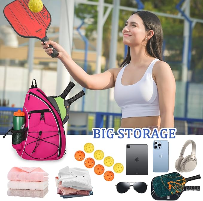 Goloni Pickleball Sling Bag for Men Women, Lightweight Pickleball Backpack with Fence Hook