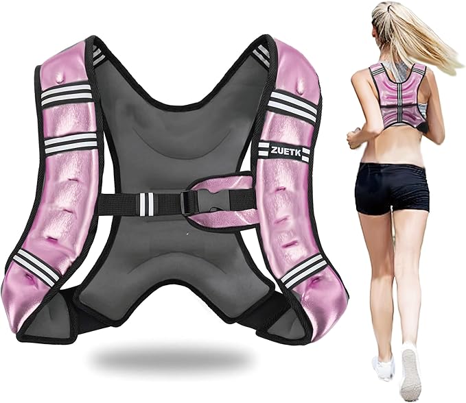 ZUETK Weighted Vest, 6lb/8lb/12lb/16lb/20lb/25lb/30lb Weight Vest with Reflective Stripe, Weighted Vest for Men Women Workout Equipment for Strength Training, Running, Jogging, Fitness, Weight Loss