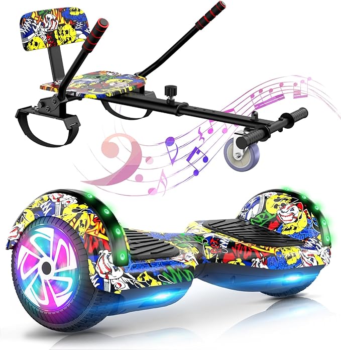 LIEAGLE Hoverboard, 6.5" Self Balancing Scooter Hover Board with Bluetooth Wheels LED Lights for Kids Adults