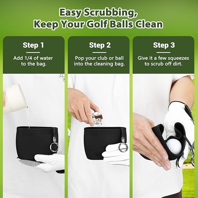 MOSTY Golf Club & Ball Cleaner Bag,Durable Golf Club Cleaning Kit and Ball Washer Pouch,Club Cleaner for Golf Bag, Golf Gifts for Men Women Golfers Him Unique, Essential