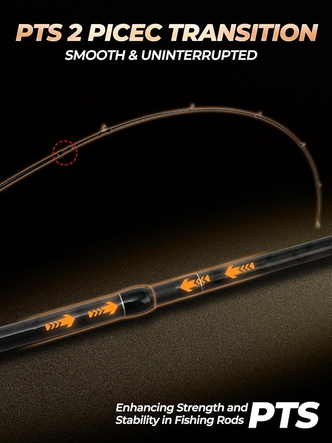 Jenseits Carbon Fiber Fishing Rod Series (6-12 Ft), Spinning & Casting Rods with Stainless Steel Ceramic Guides, Fast Action Fishing Pole for Bass, Trout, Walleye & Surf Fishing