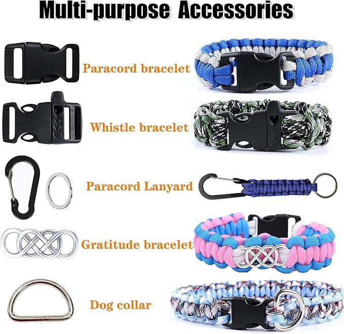 Paracord Combo Kit - 36 Colors, Multifunction Ropes & Accessories for Crafts