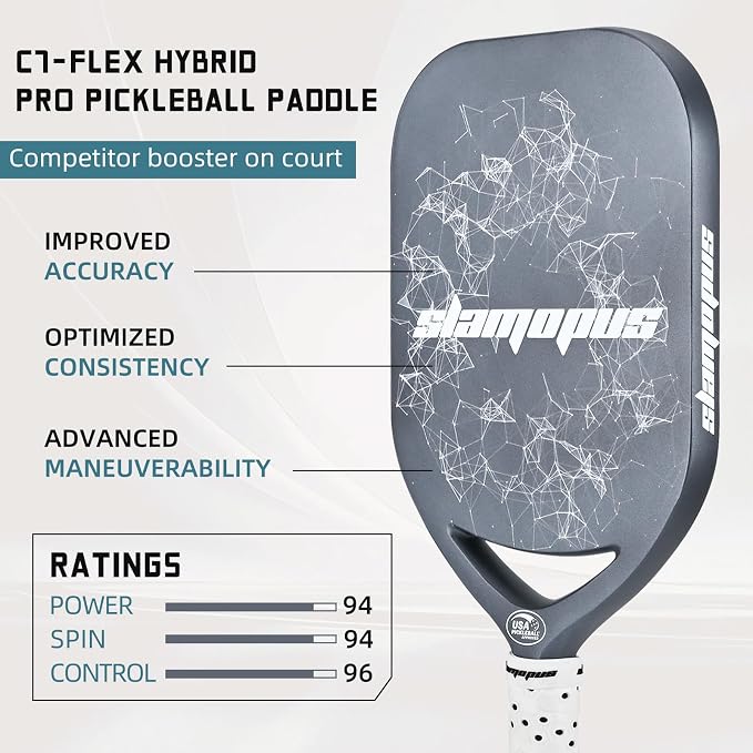 Pro Pickleball Paddle| T700 Carbon Fiber Pickleball Paddles with 16mm Polymer Honeycomb Core & Overgrips| Premium Pickle Ball Racket Enhanced Control & Spin & Power| USAPA Approved