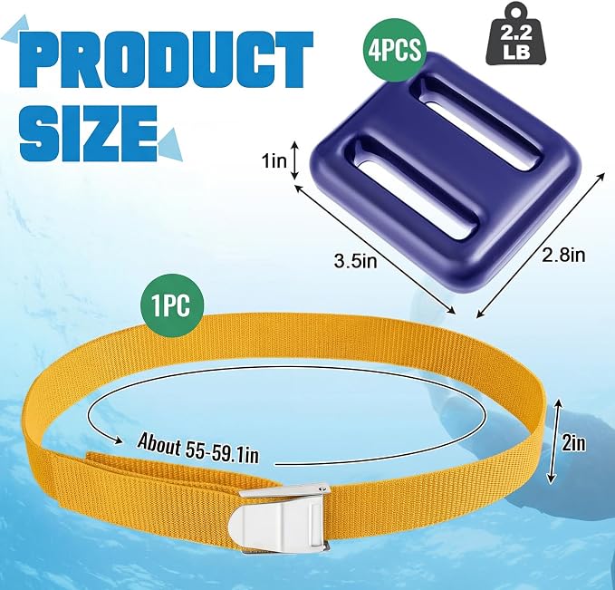 Tellegloww 4 Pcs Dive Weights Belt for Scuba Diving Coated Dive Weights Nylon Dives Belt with 1 Metal Quick Release Buckle for Free Diving Spear Fishing