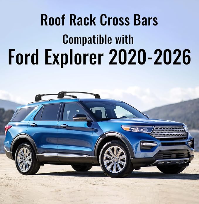 Roof Rack Cross Bars Compatible with Ford Explorer 2020-2026 with Lock, Aluminum 300lbs Heavy Duty Roof Rails Crossbars for Rooftop Cargo Carrier Luggage Kayak Canoe Bike Snowboard