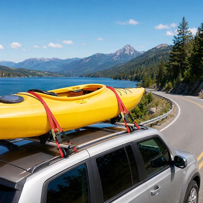 Ratchet Tie Down Strap 8-Pack 15 Ft - 500 lbs Load Cap with 1500 lbs Breaking Limit, Ohuhu Ratchet Tie Downs Logistic Cargo Straps for Moving Appliances, Motorcycle (Red)